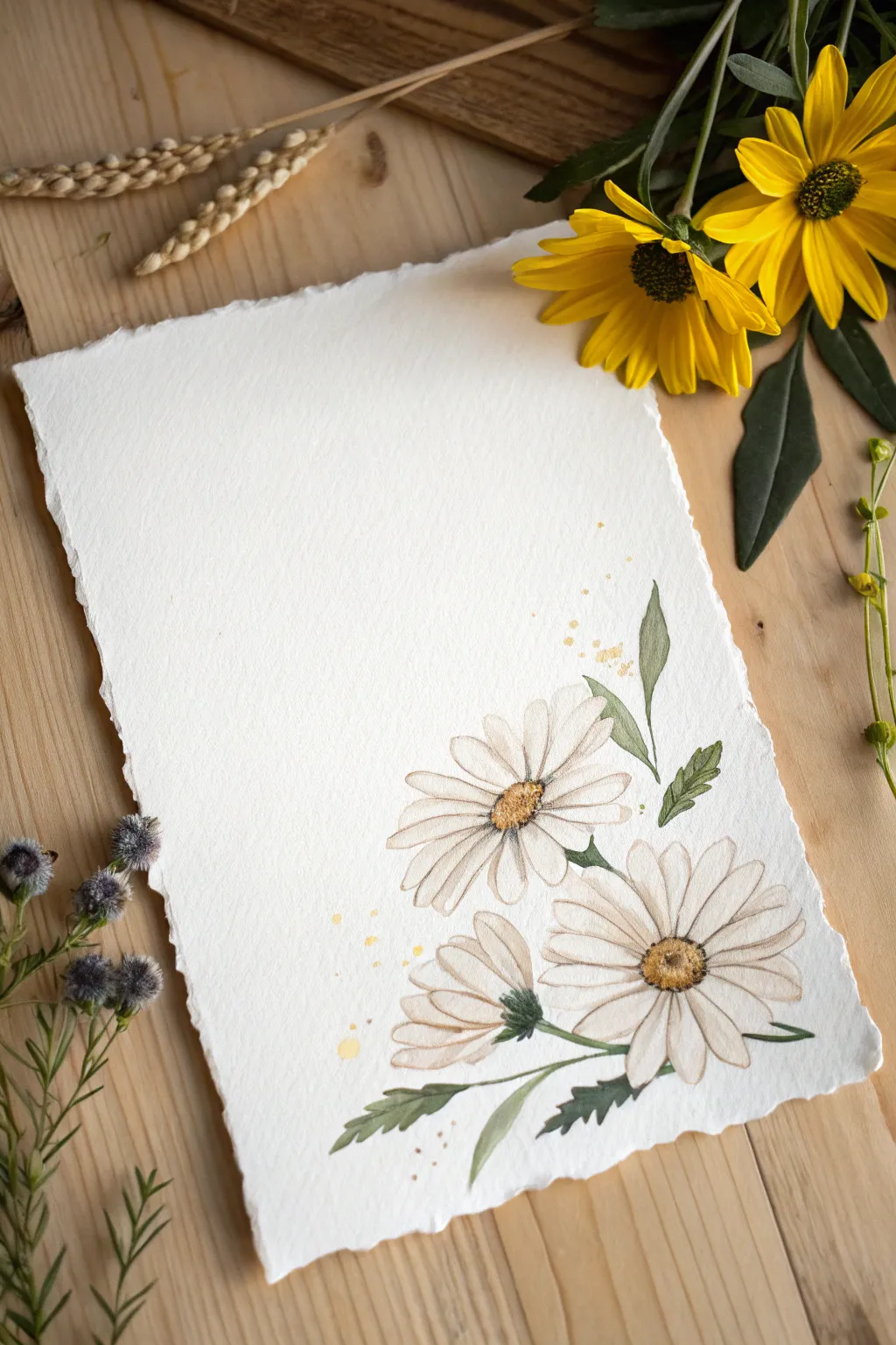 Easy daisy blooms from simple petal strokes, bright colors and brush marks for joyful practice