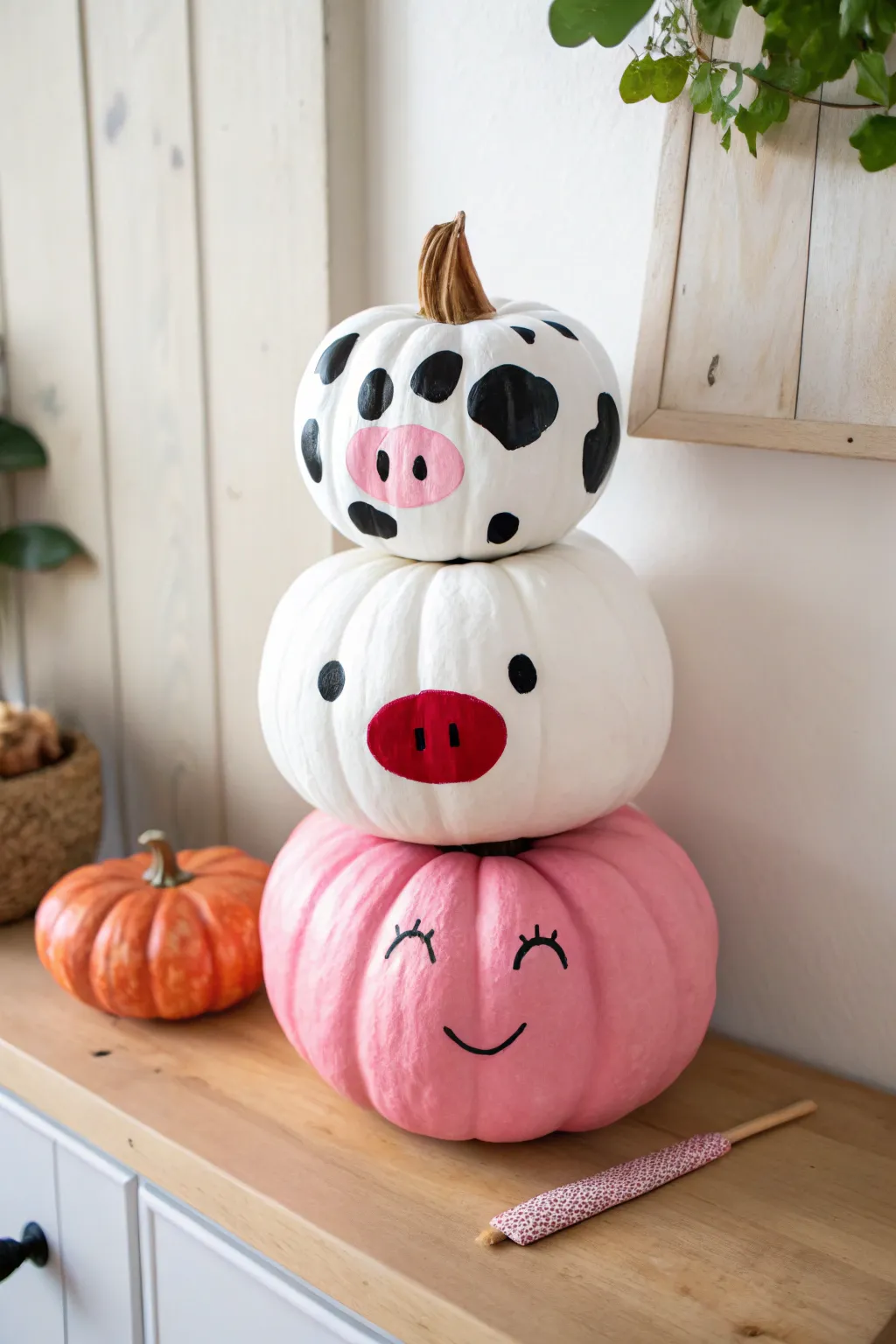 Stack up the cuteness! This adorable farm animal pumpkin totem pole is the perfect fall porch DIY project.