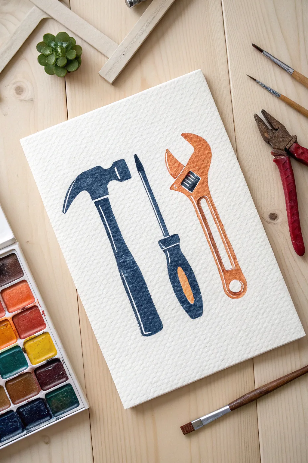 Sketch a handy tool set for Dad! A simple yet meaningful DIY Father's Day card idea.