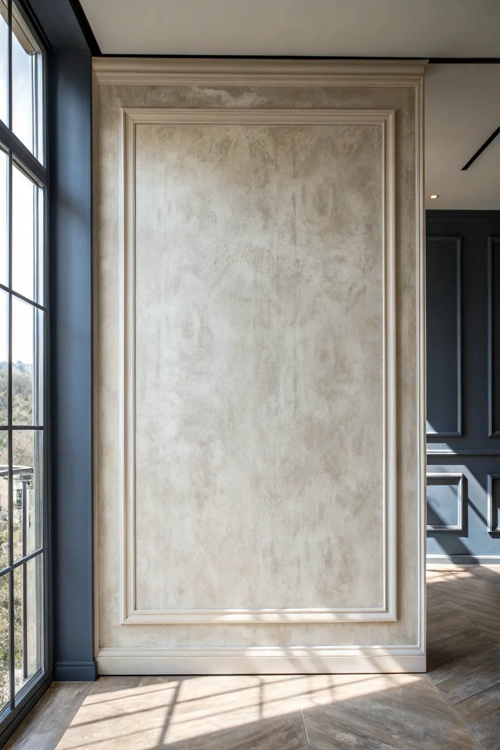 Limewash look faux finish: matte, chalky depth with soft tonal variation and modern Nordic contrast