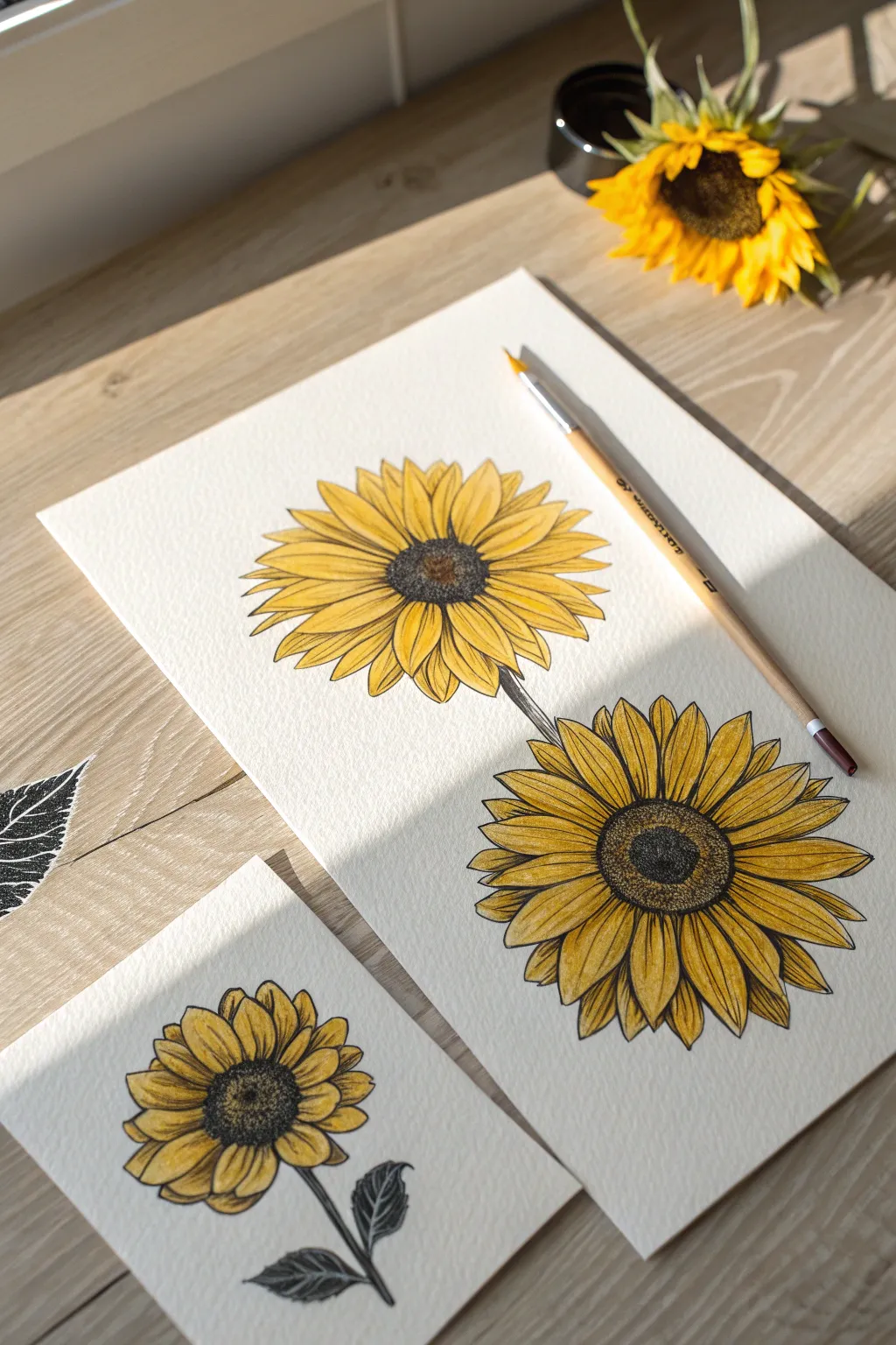 Master these three sunflower angles to add depth and life to your botanical sketchbook pages.