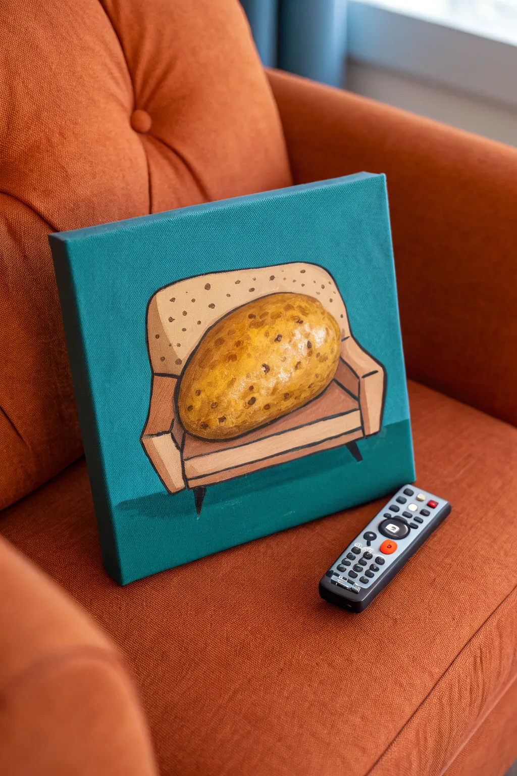 Paint the couch potato literally: a bold, minimalist canvas that is cute, witty, and Pinterest-ready.
