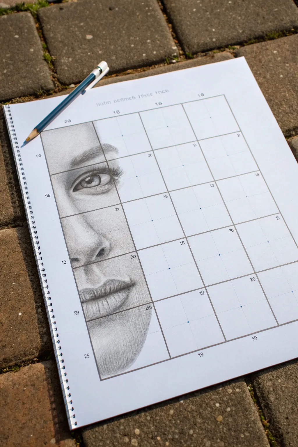 Realistic nose and mouth grid practice for clean proportions and stronger facial feature studies.