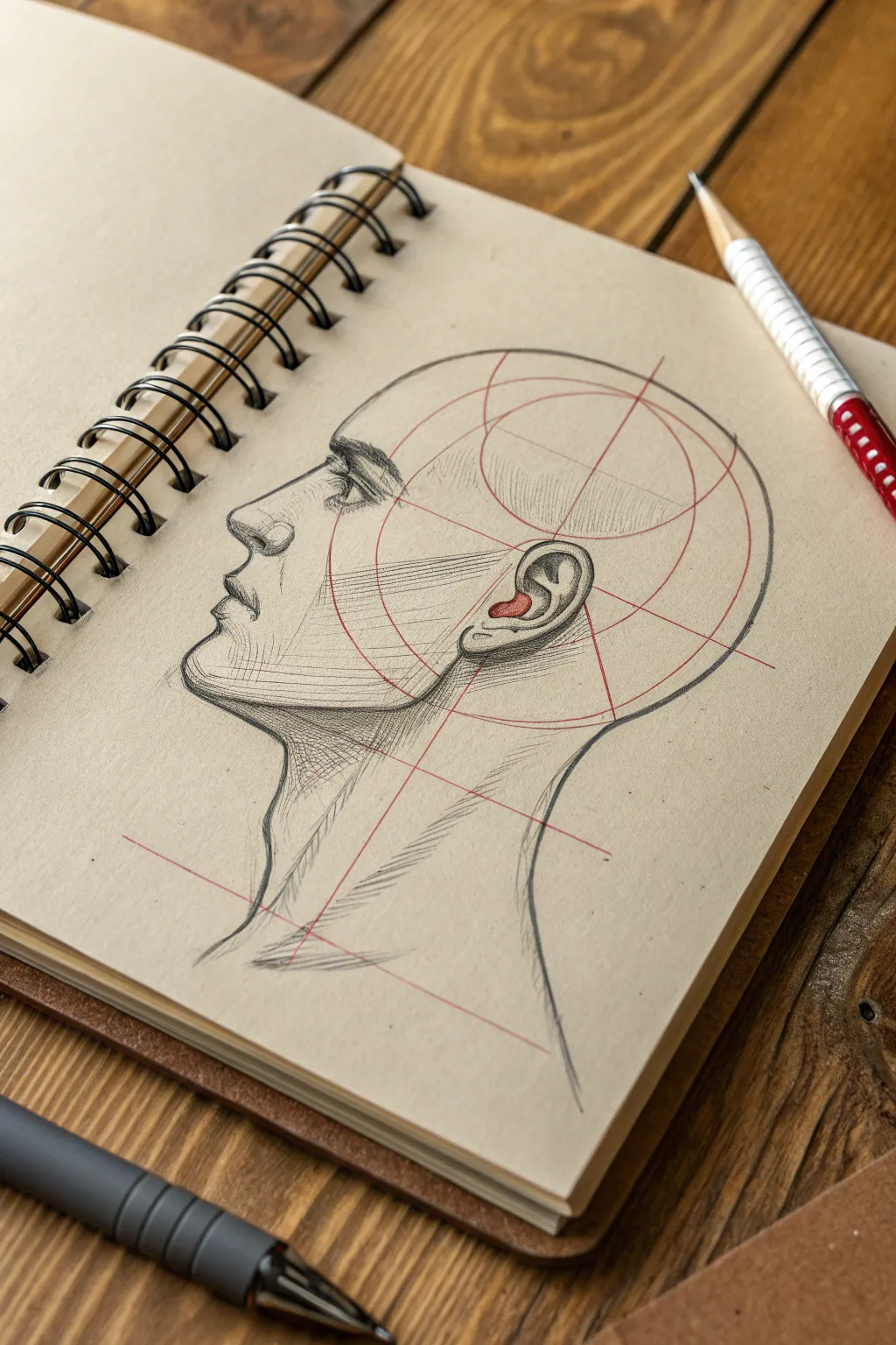 Profile head construction study with a bold side plane cut, clean lines, and high-contrast finish