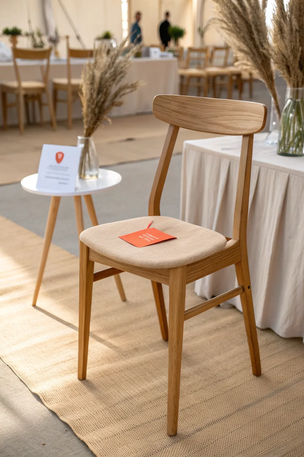 Hidden winner vibes: a bright sticker under a chair turns seating into an instant prize hunt
