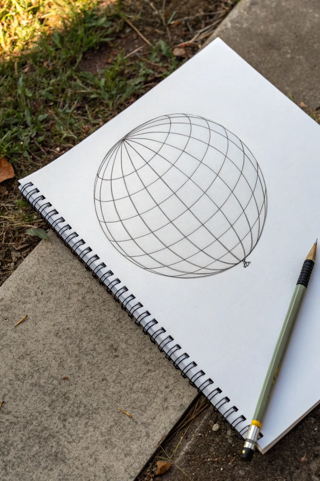 Warped grid bulge illusion with crisp lines and soft shading for an easy 3D pop effect.