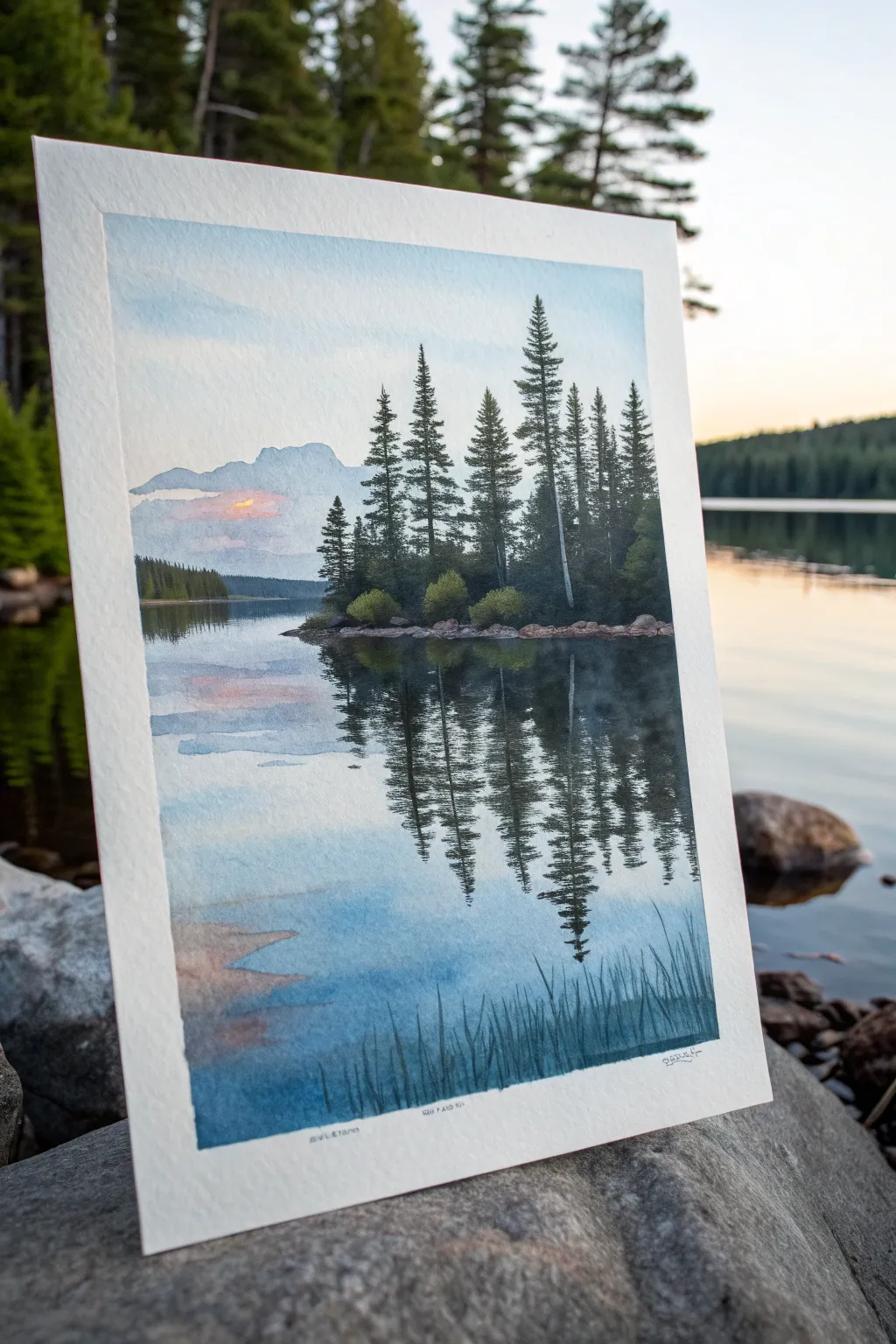 Paint a serene lake reflection, then break it with ripples for a calming intermediate study.