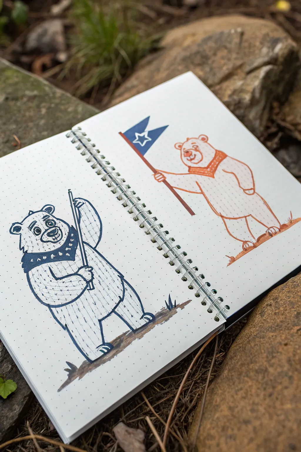 Bear Power Mascot: tough and smiling bear sketches side by side for bold drawing inspiration