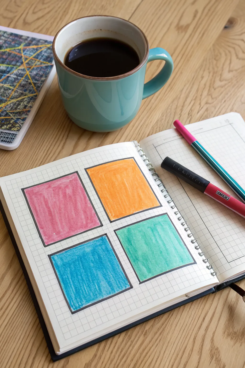 Pop art mug study in three bold palettes, perfect for modern drawing practice and color play.
