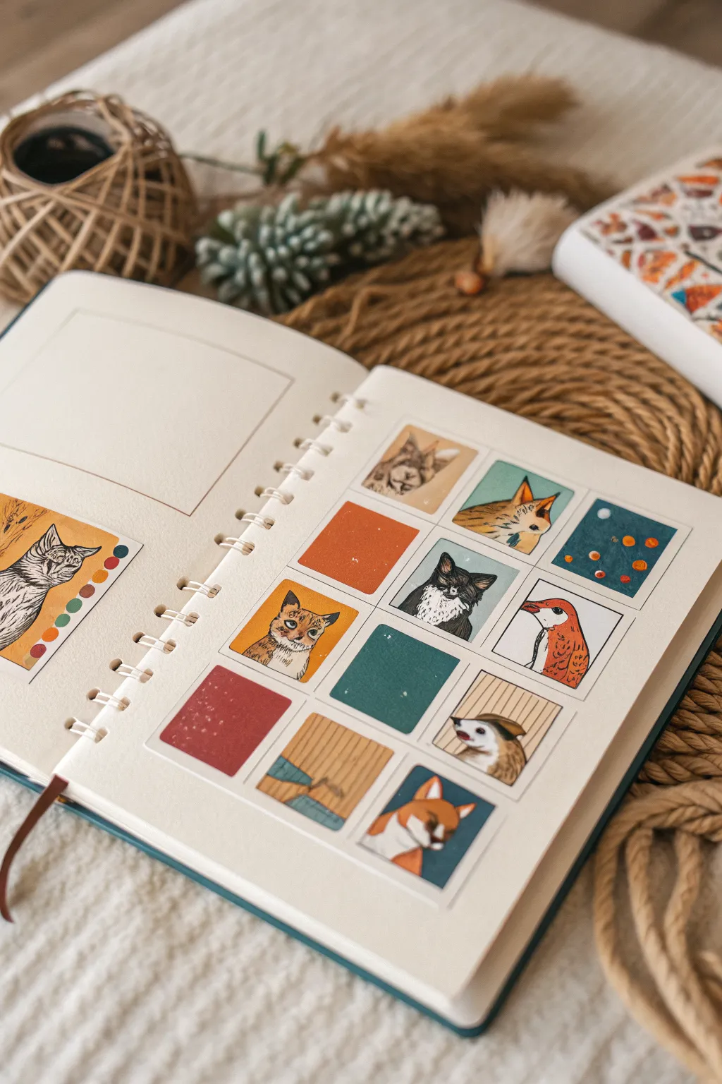 30-day animals and pets painting challenge: a simple grid of tiny portraits with bold, cozy colors