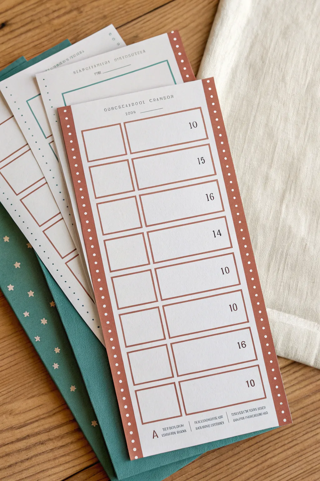 Printable ticket sheets stacked and neatly trimmed for quick raffle prep and effortless cutting