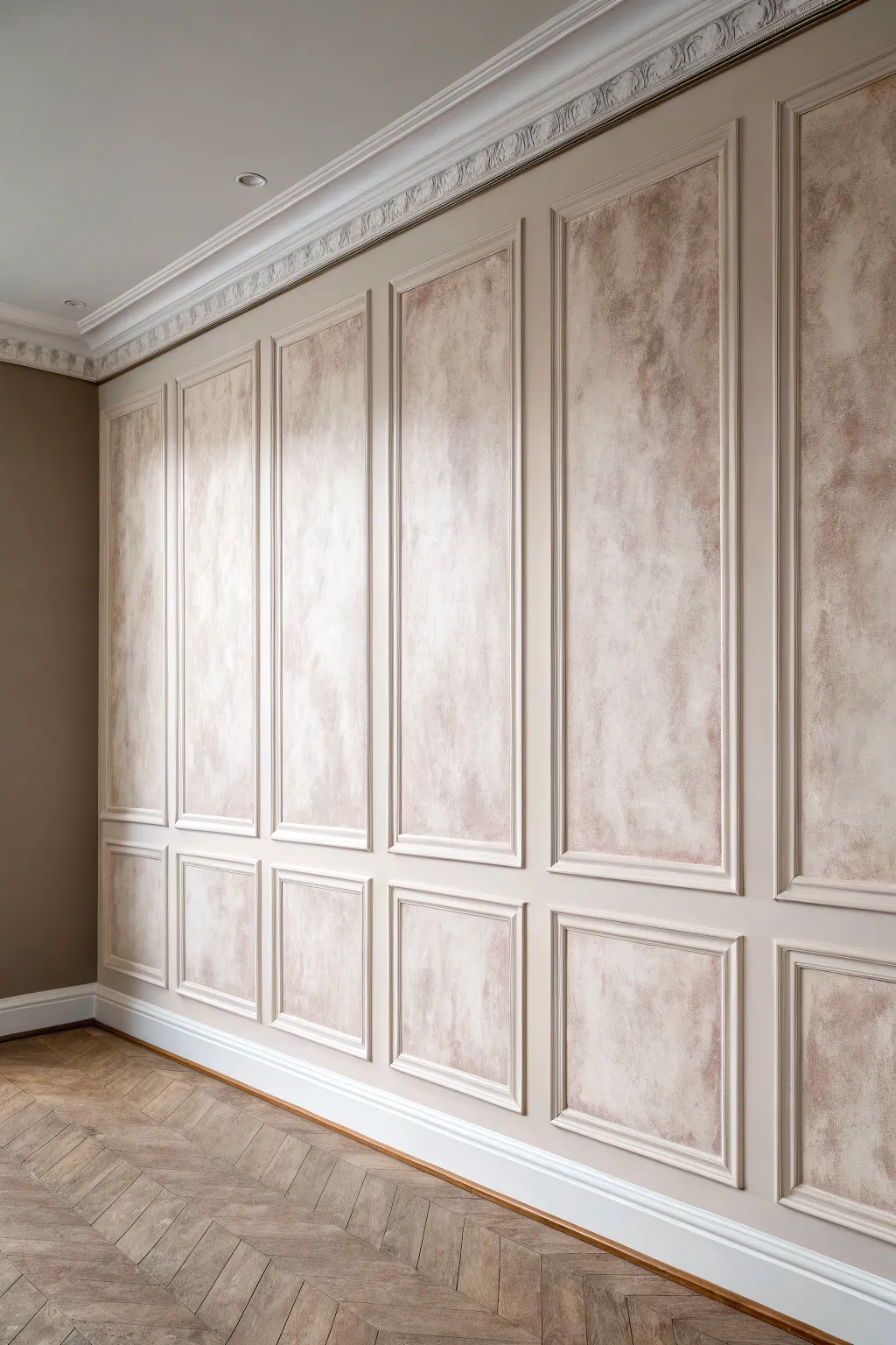 Tonal ragging creates a dreamy, cloud-soft wash with subtle movement and calm modern contrast.