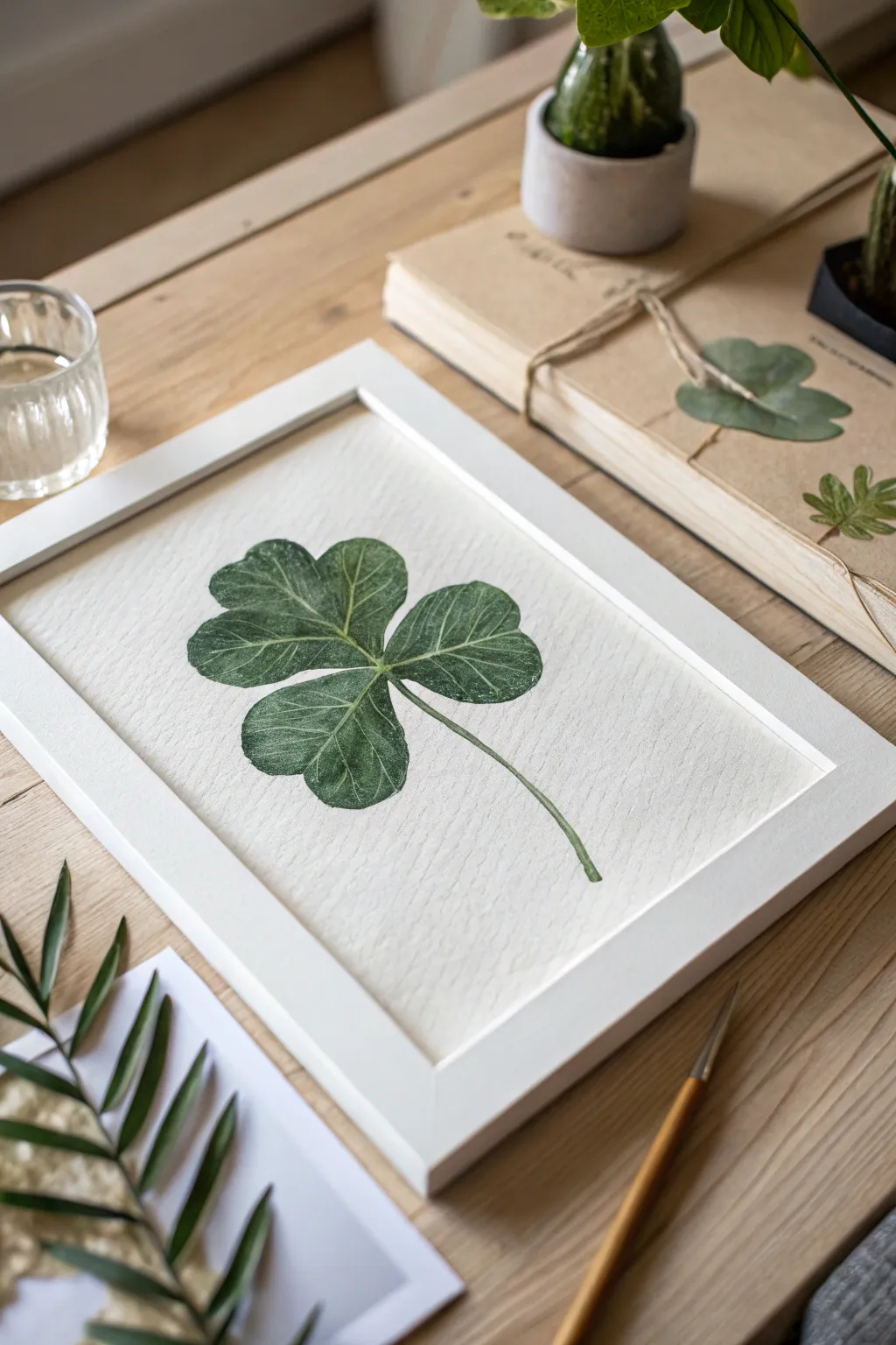 Tiny botanical study: one leaf, soft wash, and calm white space for minimalist boho vibes