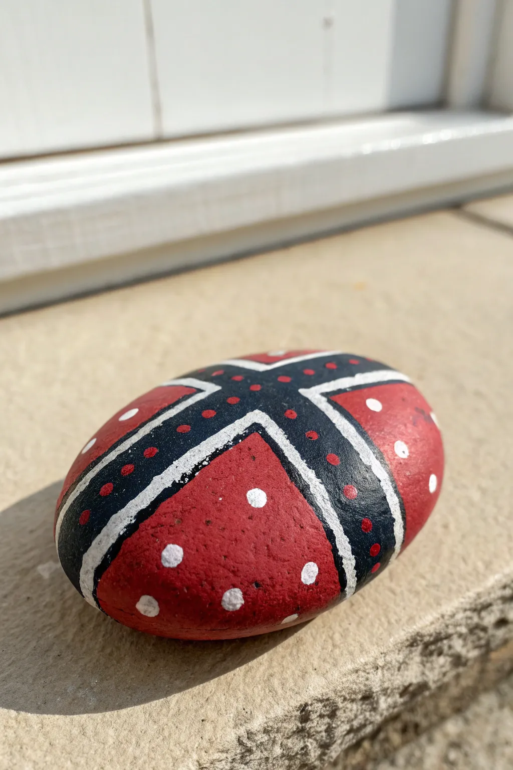 Minimalist sunset rock painting with mirrored water bands for an easy, calming DIY.