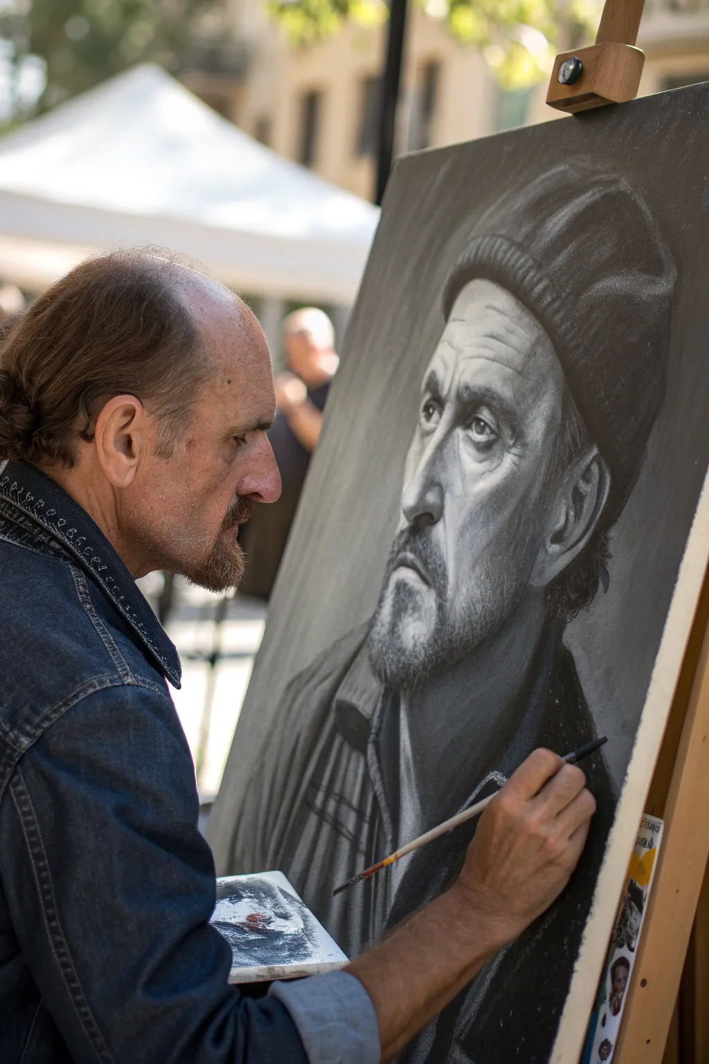 Monochrome value self-portrait idea: practice lights, midtones, and darks in one striking study