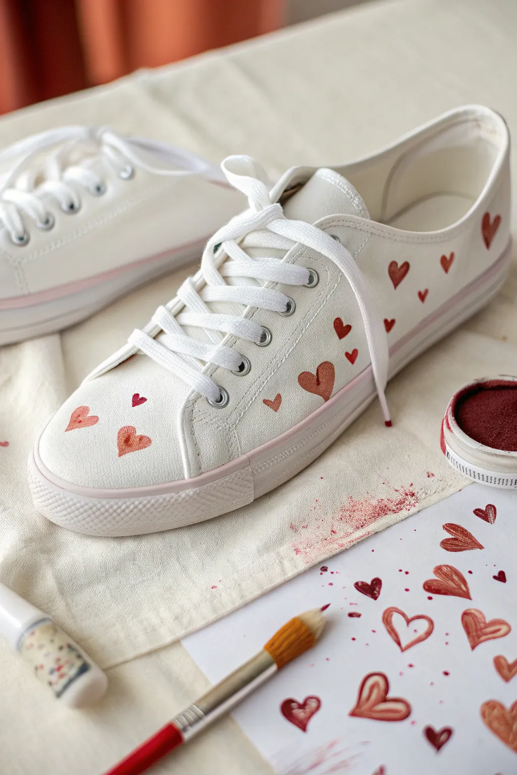 Mini hearts like confetti make your sneakers sweet, simple, and totally DIY-ready.