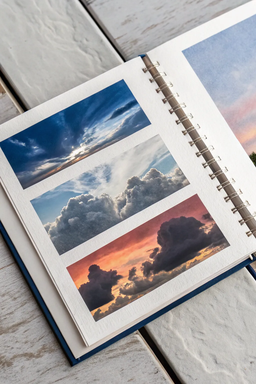 Quick cloud studies in neat rows for instant watercolor practice and a calming sketchbook page