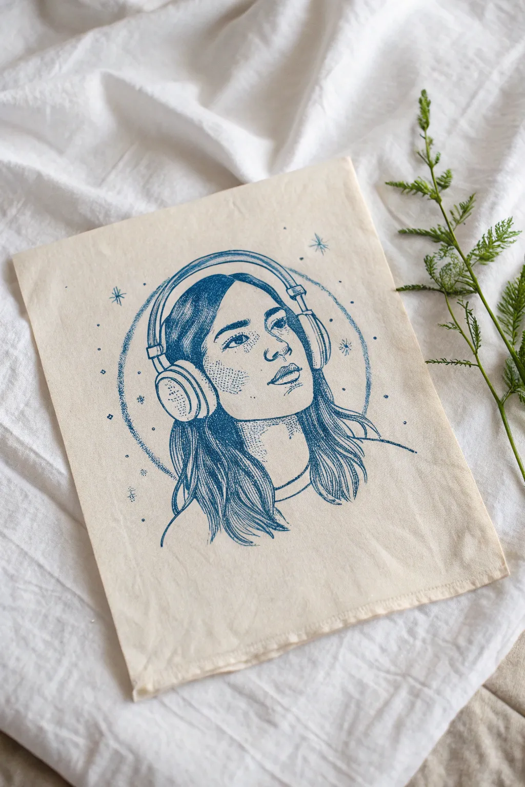 One continuous line becomes a portrait, headphones, and a sound-wave halo for a clever drawing twist.