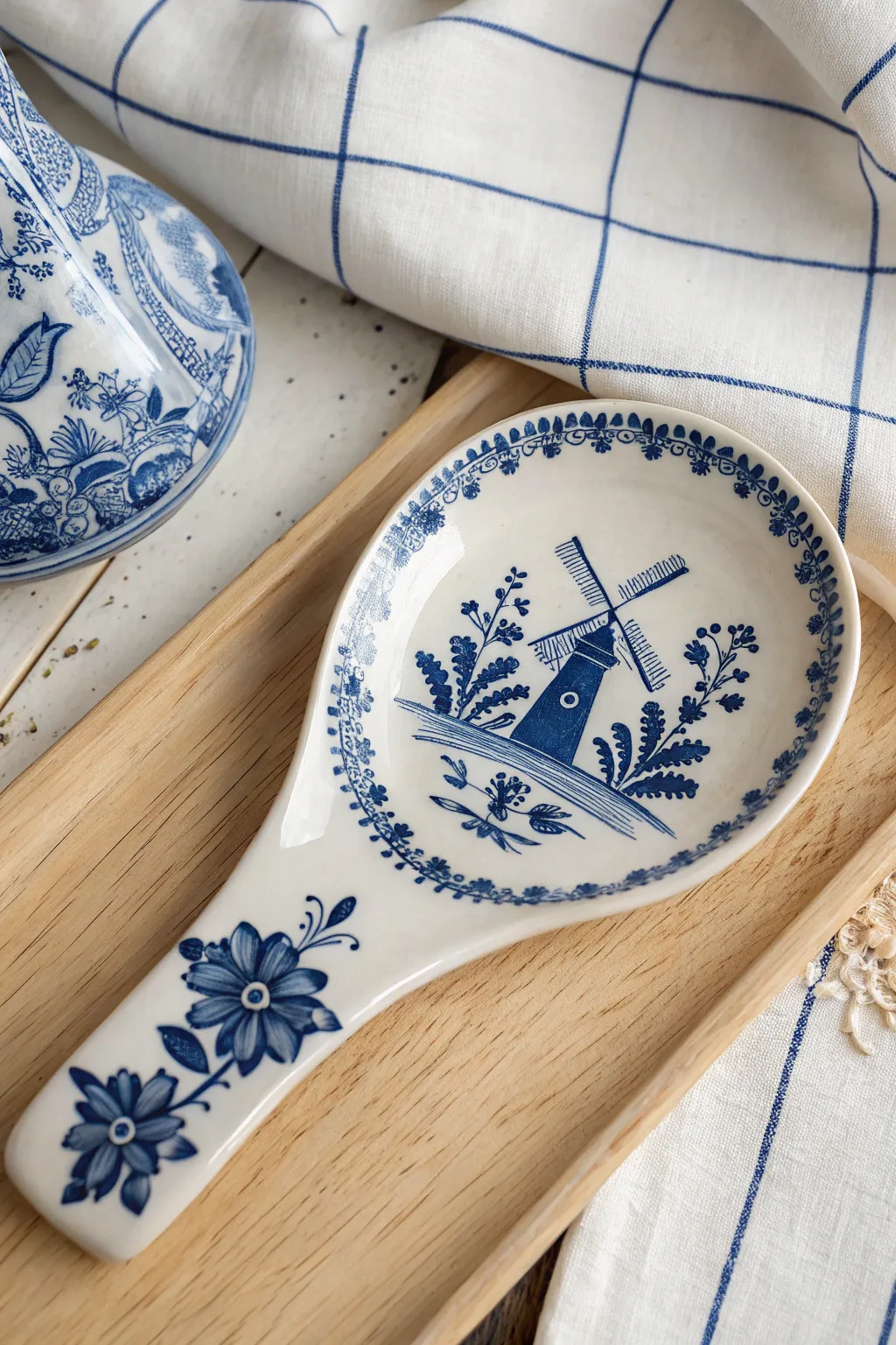 Classic cobalt blue meets DIY craft. Add a touch of Dutch charm to your kitchen with this pattern.