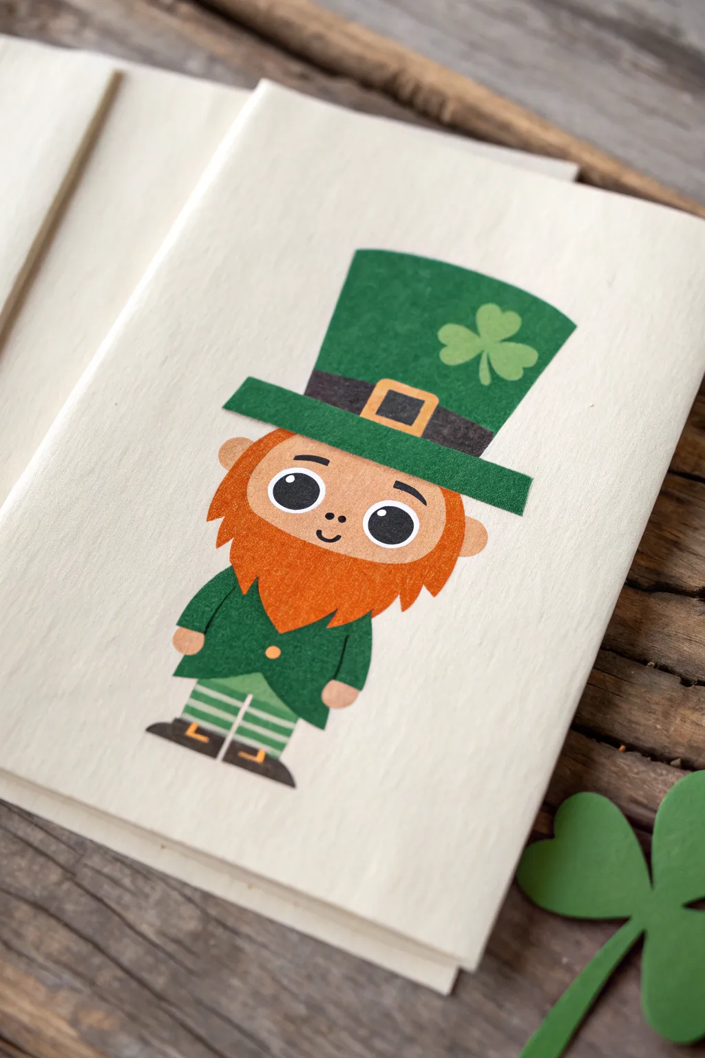 Easy leprechaun sketch with big features, bold greens and orange beard, perfect for beginners