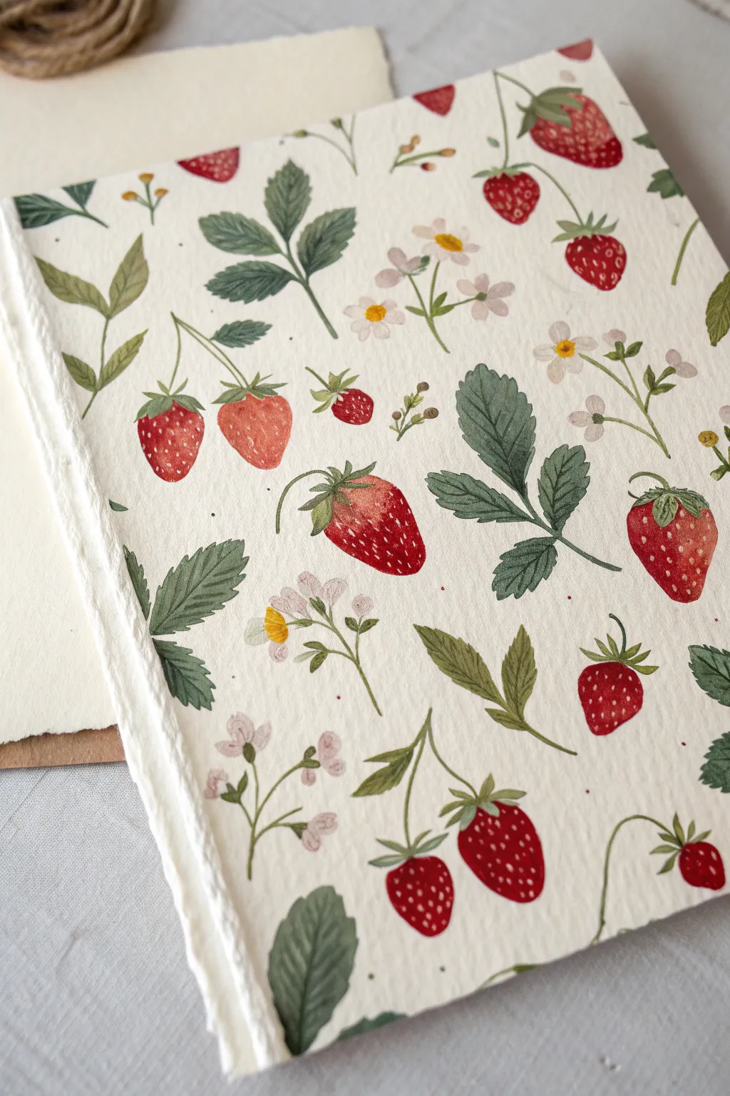 Gouache strawberry pattern study: simple shapes, matte texture, and bold red-green contrast