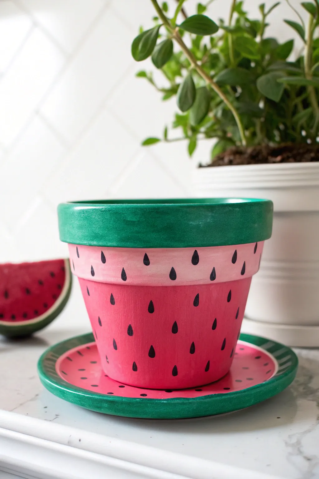 Summer vibes all year round! 🍉 This juicy watermelon pot design adds a pop of color to any shelf.