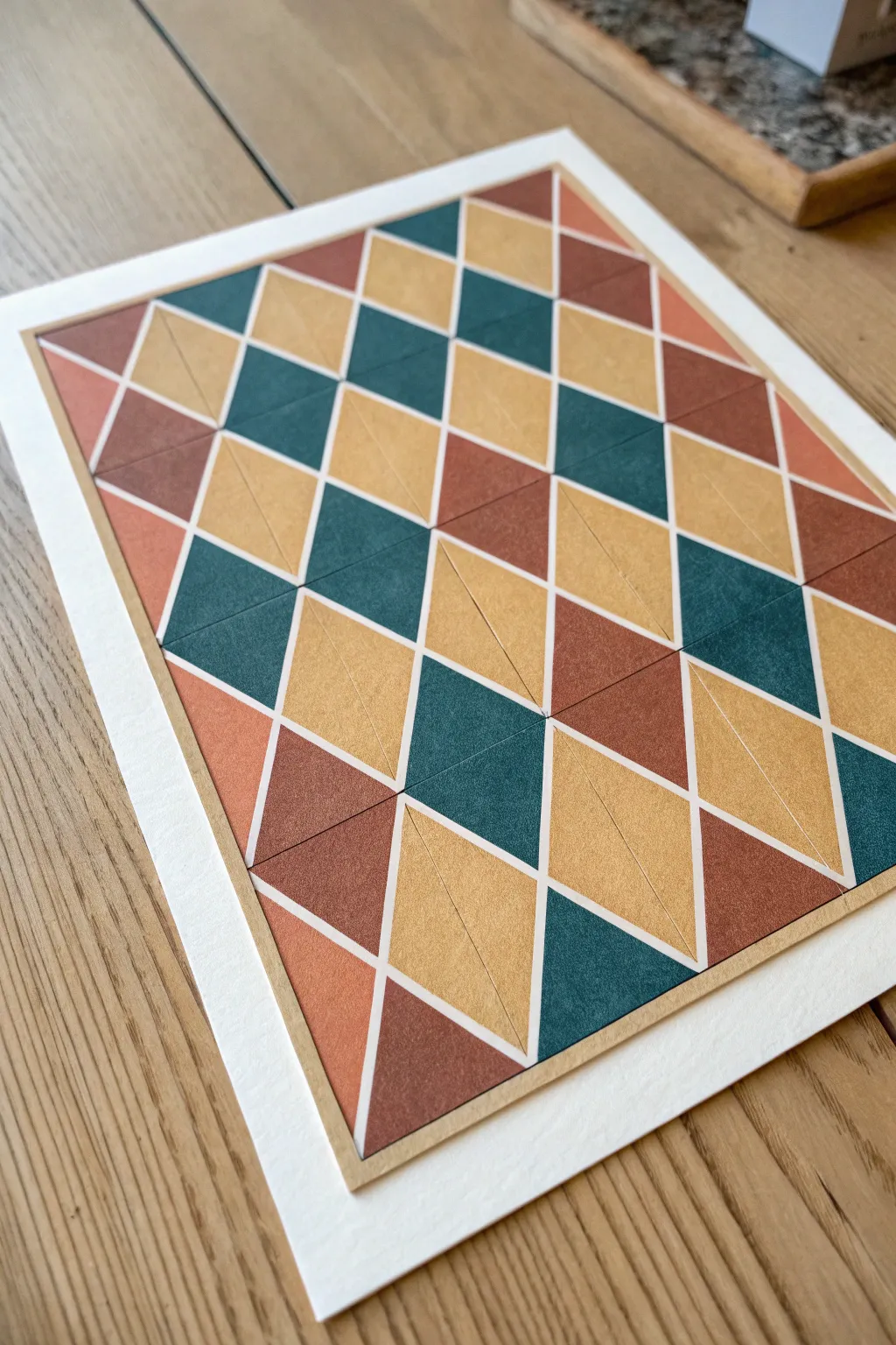 Simple diamond rhombus repeat shown in two bold colorways for an easy woven-look tessellation