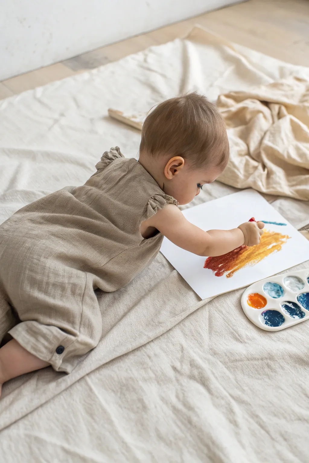 Turn tummy time into a masterpiece! A sensory-rich art start for your little one.