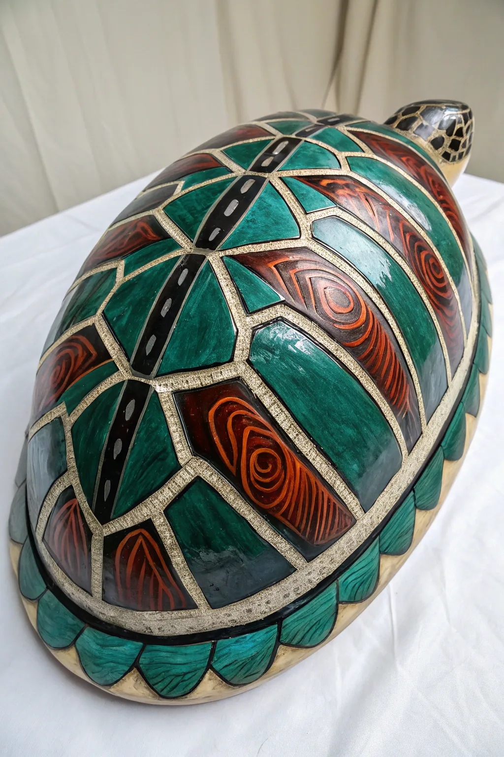 High-contrast acrylic highlights and deep shadows for a glossy, dimensional turtle shell look