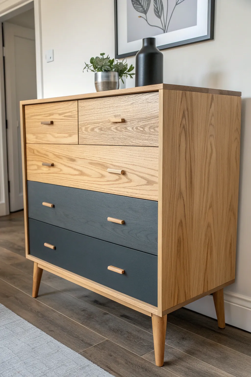 Classic dipped two-tone dresser with a crisp bottom-third contrast for instant modern charm