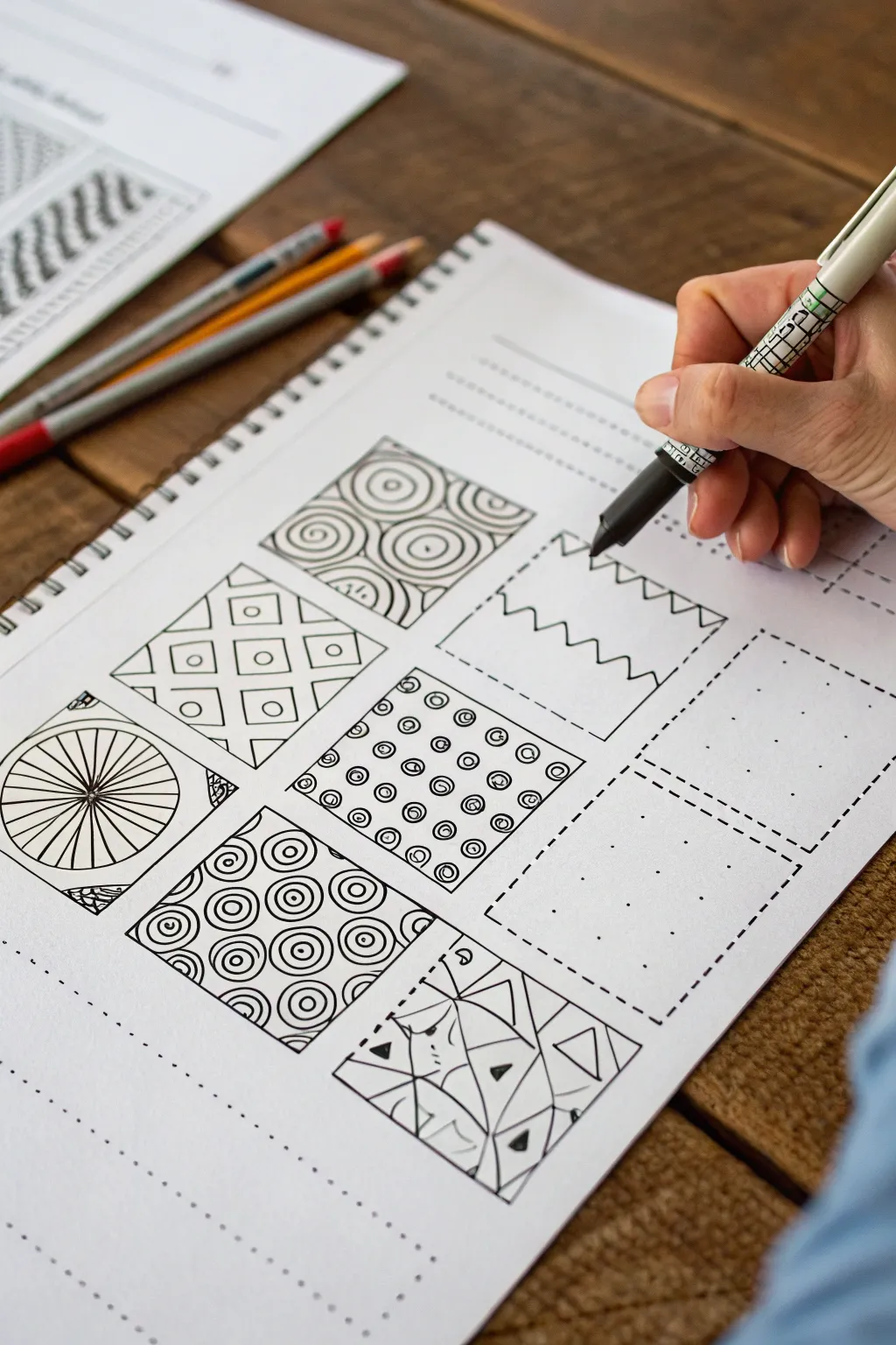 Five basic strokes, one bold Zentangle tile: minimalist, boho-leaning, and beautifully crafted