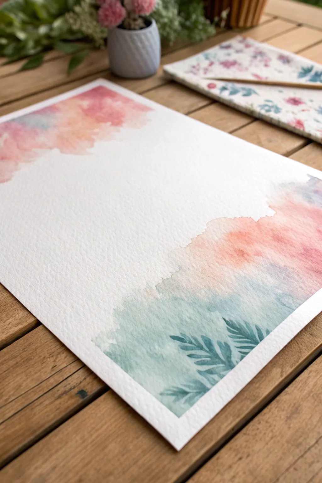 Dreamy wet-on-wet watercolor blooms spreading into soft, puddly shapes on bright white paper