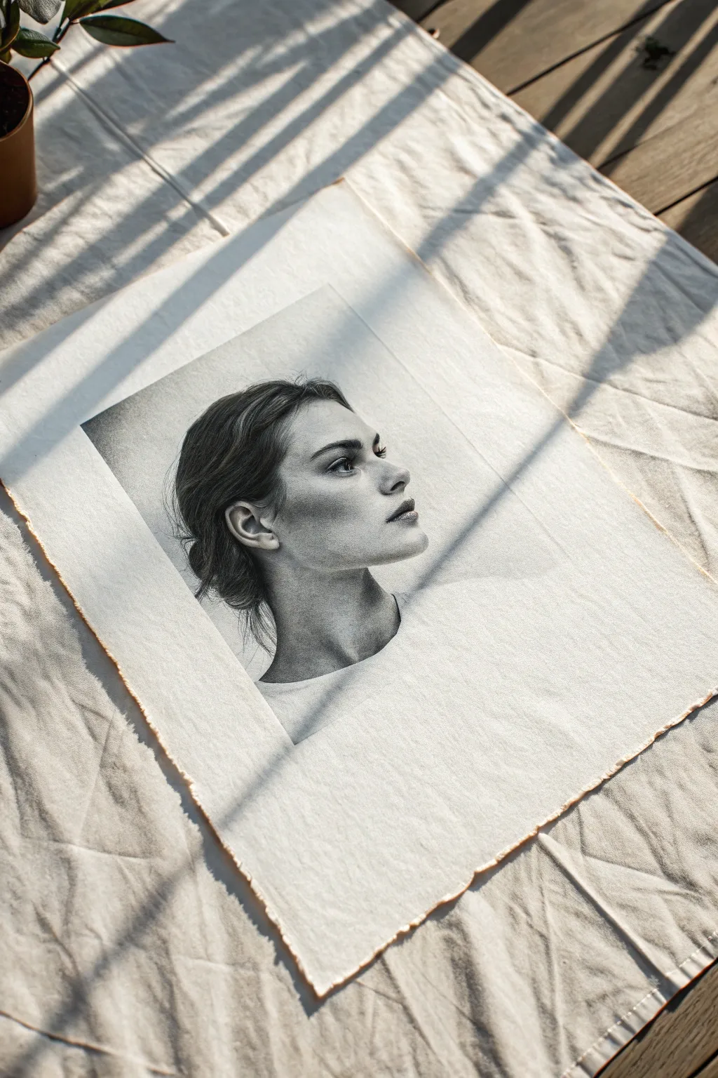 Ghosted monochrome overdraw: one face, three angles, bold overlaps for restless energy