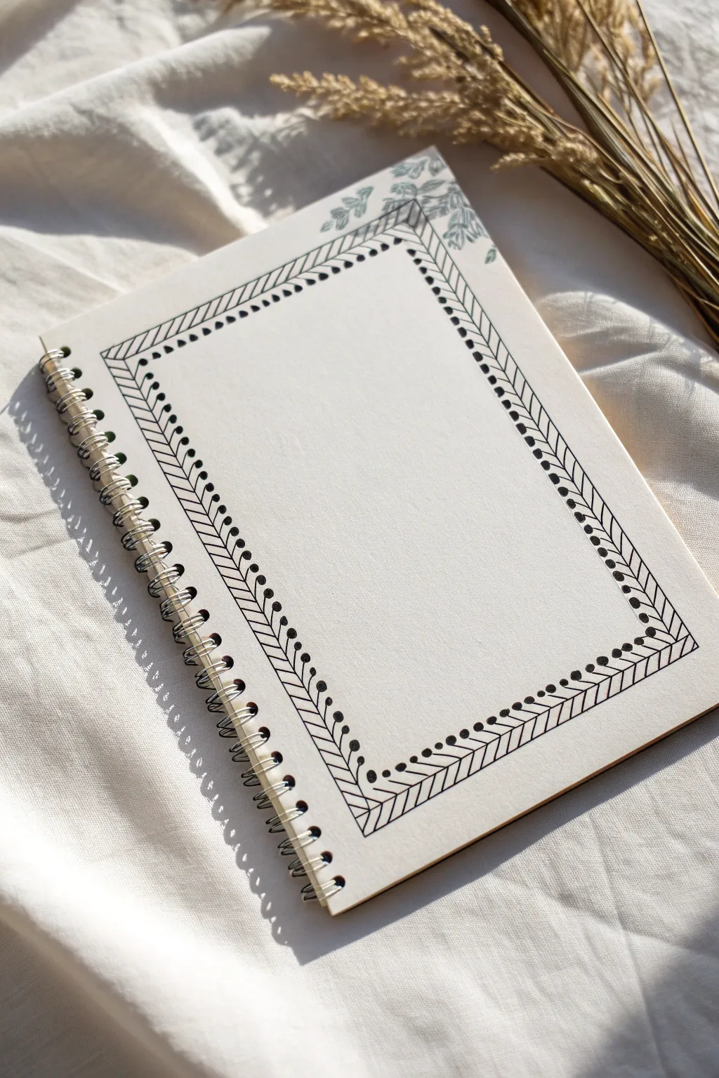 Quick dash and dot border frame, clean rhythm and contrast with a magnified corner detail.