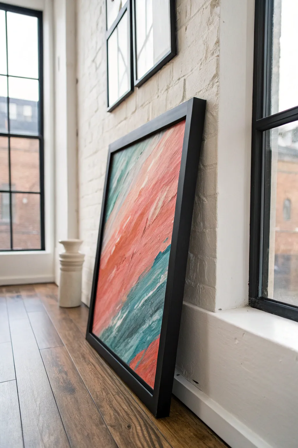 Matte black frame makes bright canvas colors pop with sleek, dramatic contrast.