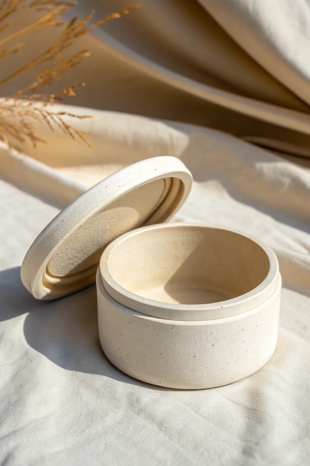 Inside-flange lid detail: a ceramic box that closes smoothly without sliding or wobbling