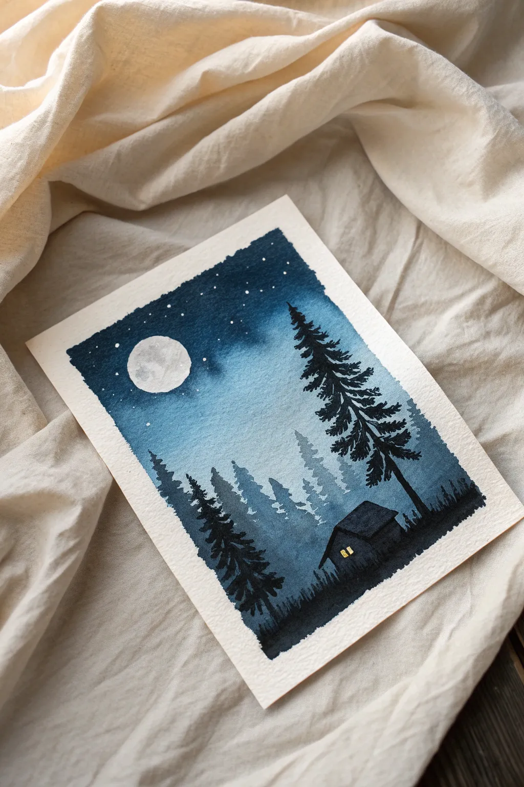 Capture the magic of a silent night with this simple yet stunning silhouette painting idea.