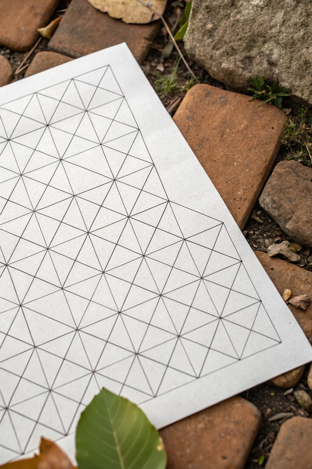 Repeating triangle pattern practice with outlines, solid fills, and hatching in clean minimal style.