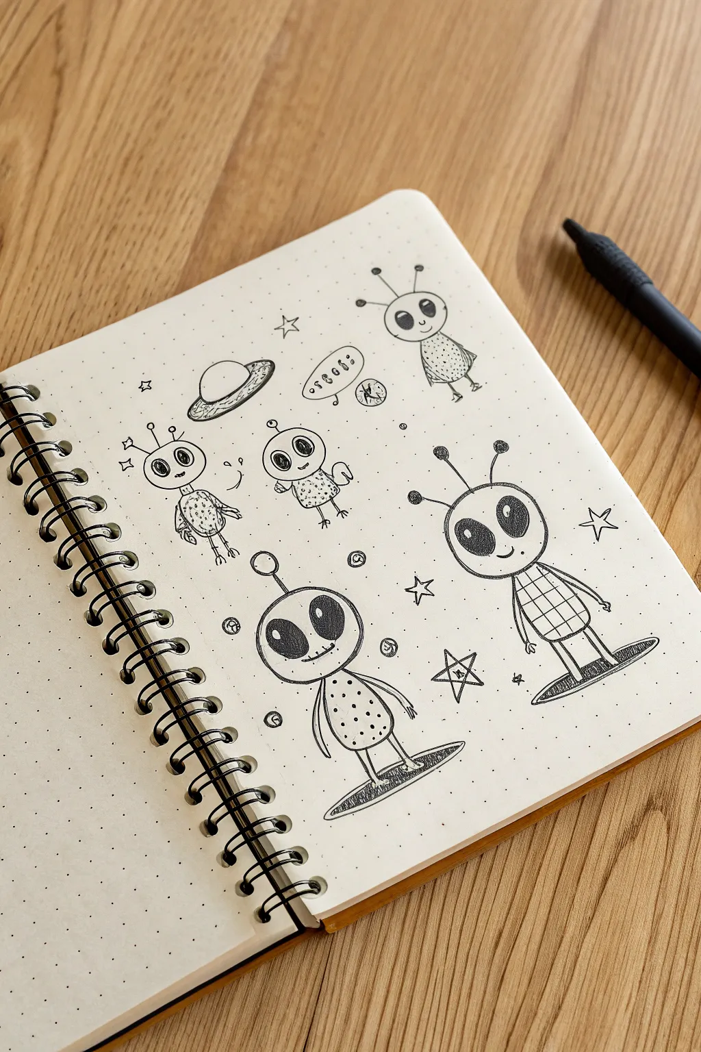 Spark your creativity with these quirky and adorable alien doodle ideas for your sketchbook.