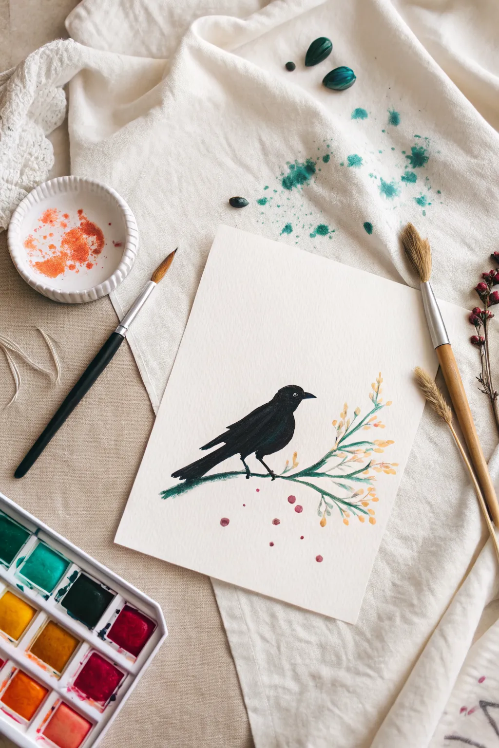 Bold black silhouette with vibrant splatter texture for an easy, modern stencil paint effect