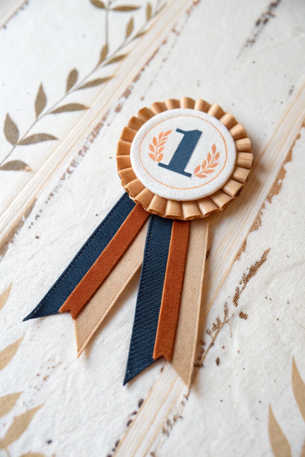 Create a playful ribbon medal with a bold 1 and mini banner, a sweet birthday award for Dad.