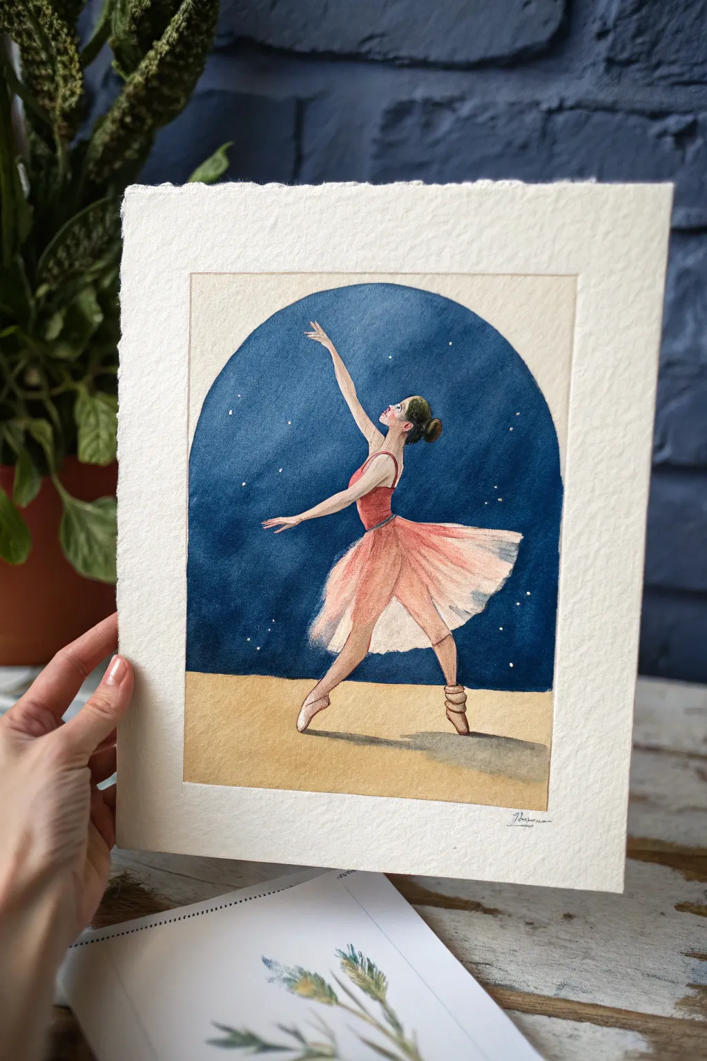 Minimal dancer silhouette on a calm dark-to-light gradient stage, simple and striking