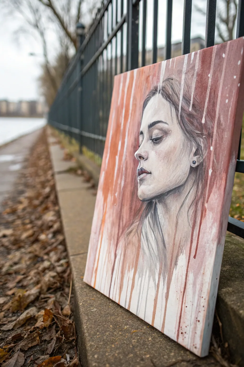 Flowing color veils the face, turning identity into a layered, dripping moment of depth.