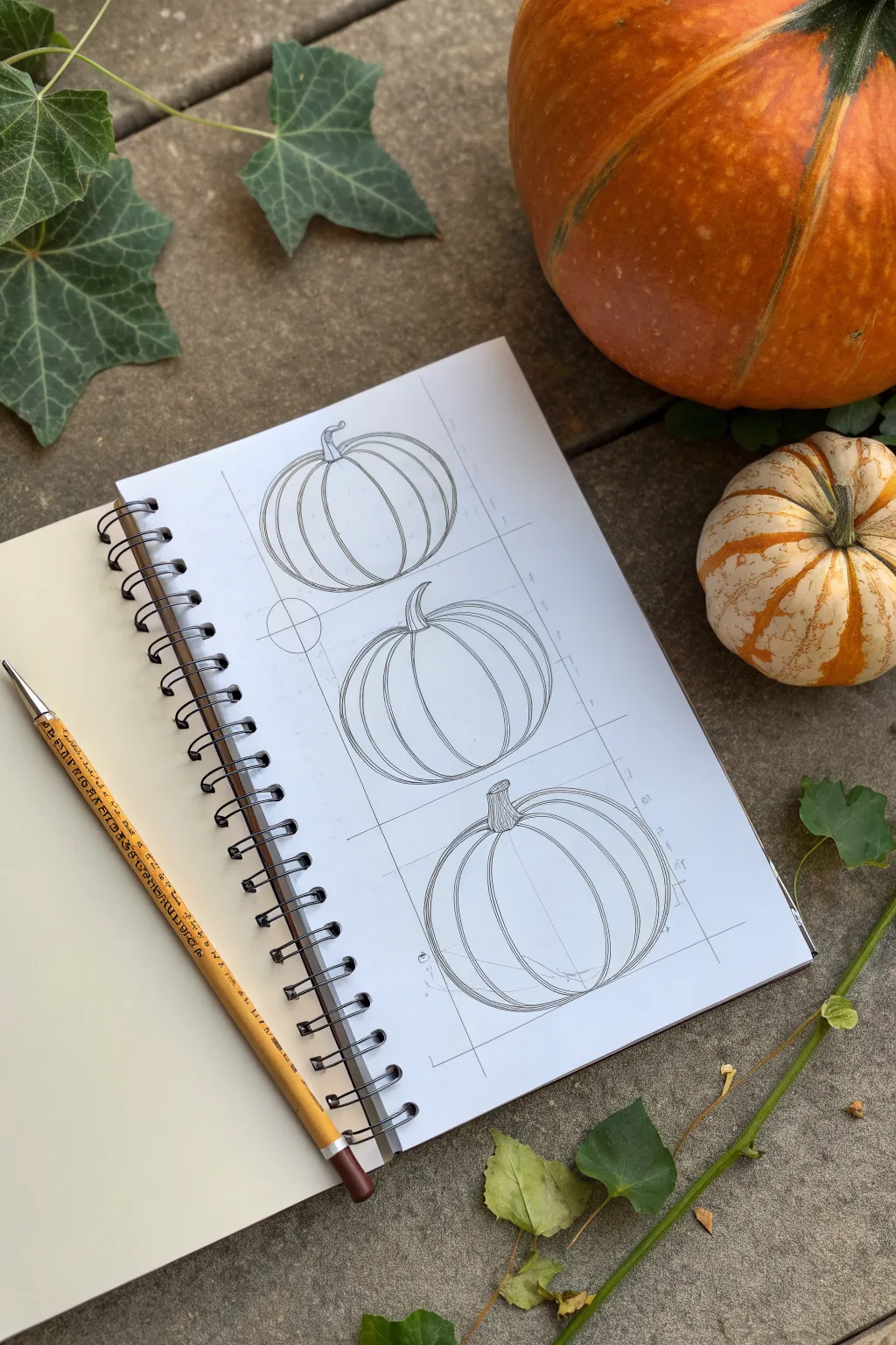 From a tall oval to a cozy patterned pumpkin, this directed drawing makes fall sketching easy