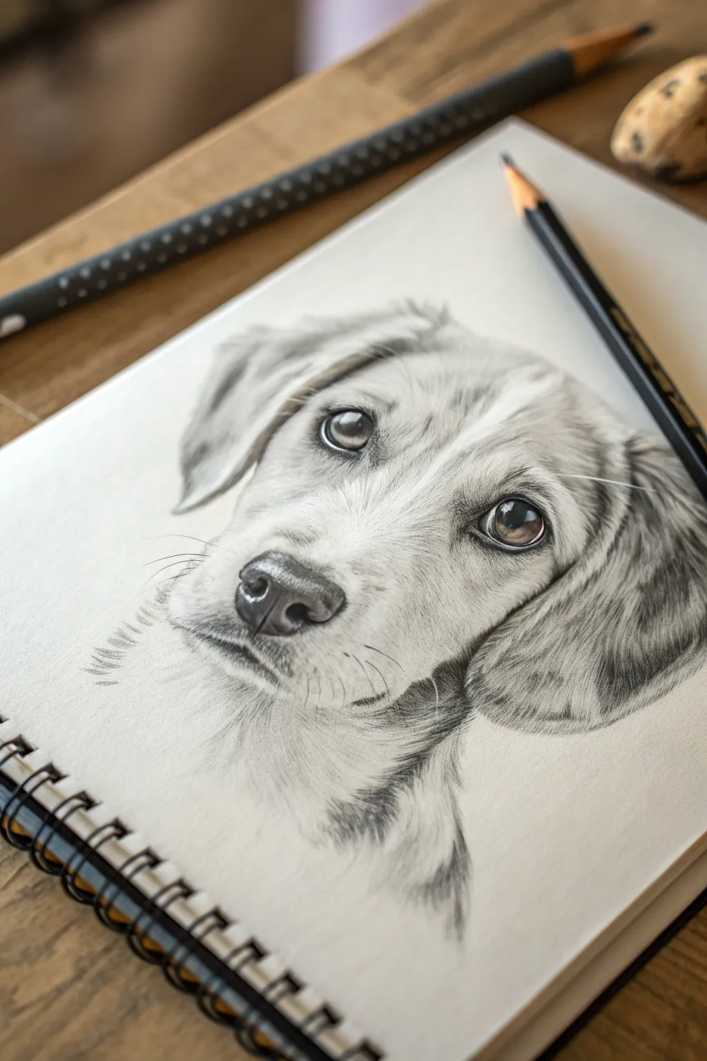 Tight crop of puppy eyes with catchlights and soft shadows for expressive dog drawing practice
