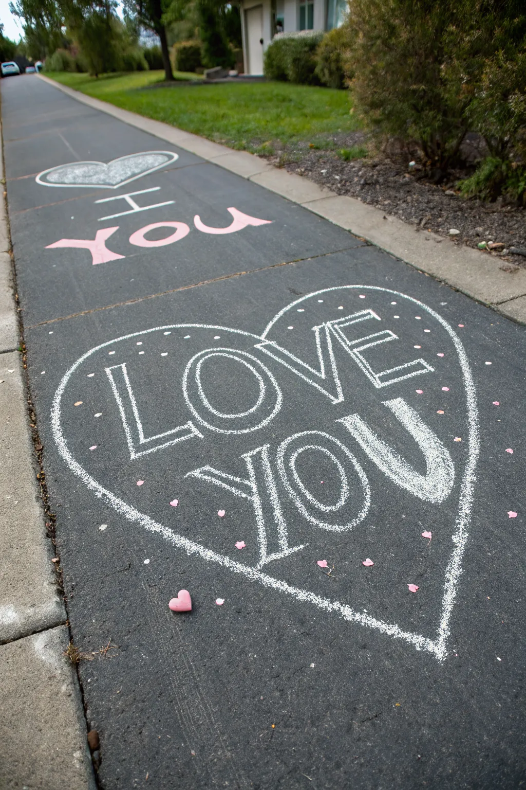 Easy chalk kindness heart: bold outline, chunky lettering shapes, and sweet dots for kids to copy