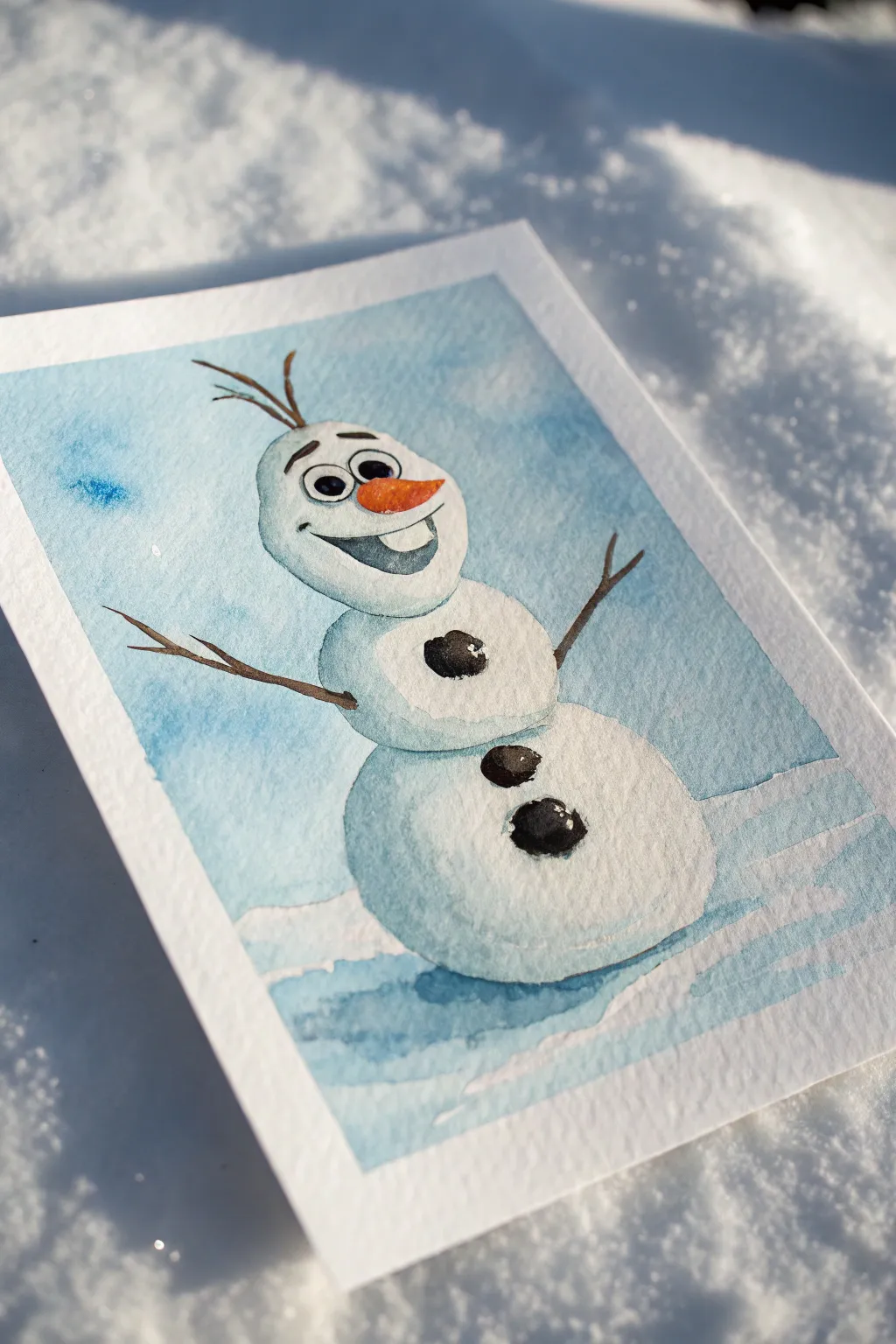 Paint a cute snow buddy with three simple circles for an easy Disney-inspired winter scene