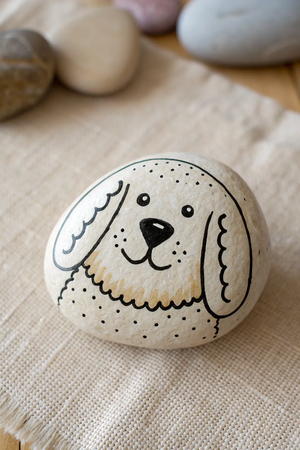 Curly-coated pup rock with easy loop curls, minimal face, and cozy Scandinavian-boho vibes