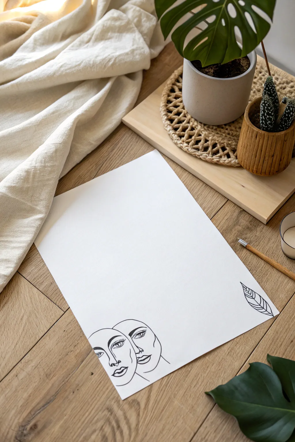 Minimal one-stroke line art faces, calm Scandinavian vibes for easy portrait drawing practice.