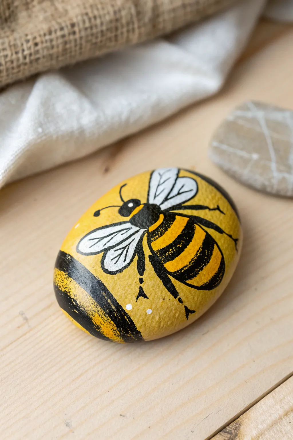 Transform plain stones into buzzing garden friends with simple stripes.